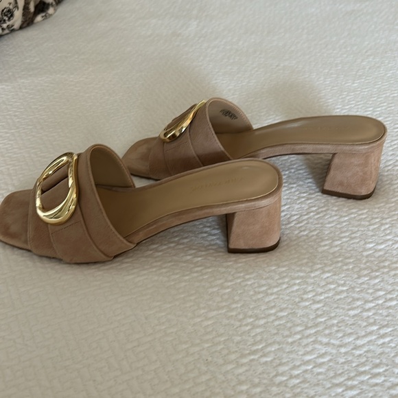Ann Taylor Tan Sandals with Gold Buckle - Picture 6 of 7